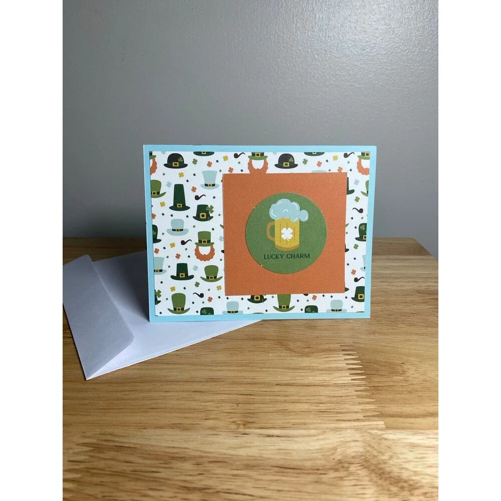 Handmade St. Patrick’s Day Blank Greeting Card A2 & Envelope